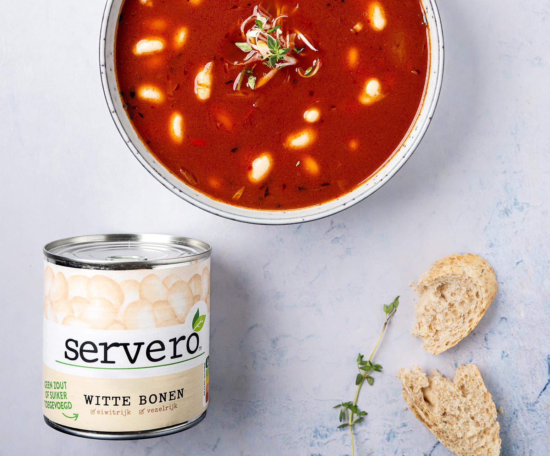 Servero Witte Bonen soep met vegan chorizo en tijm