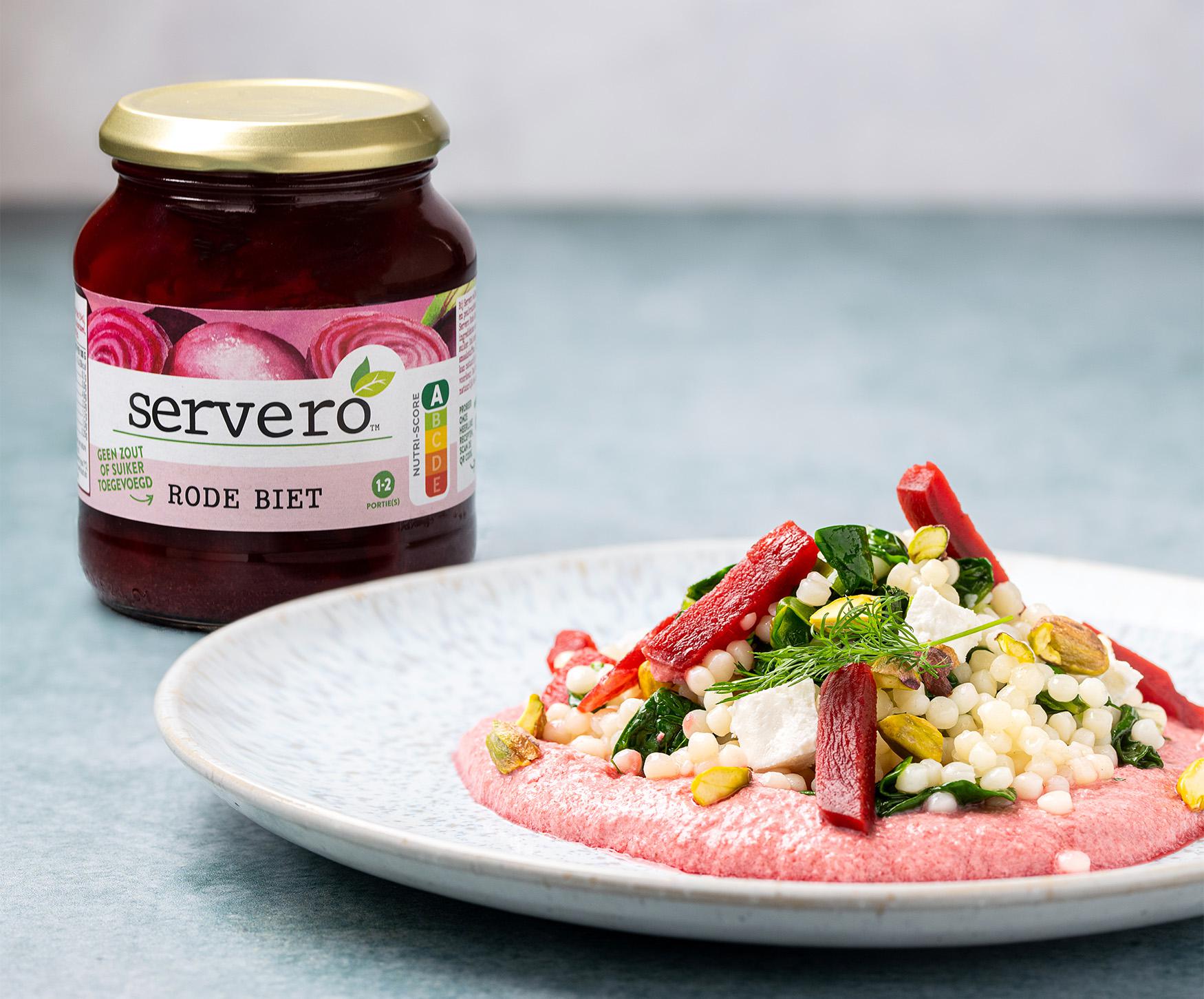 Parelcouscous salade met Servero Rode Biet en geitenkaas